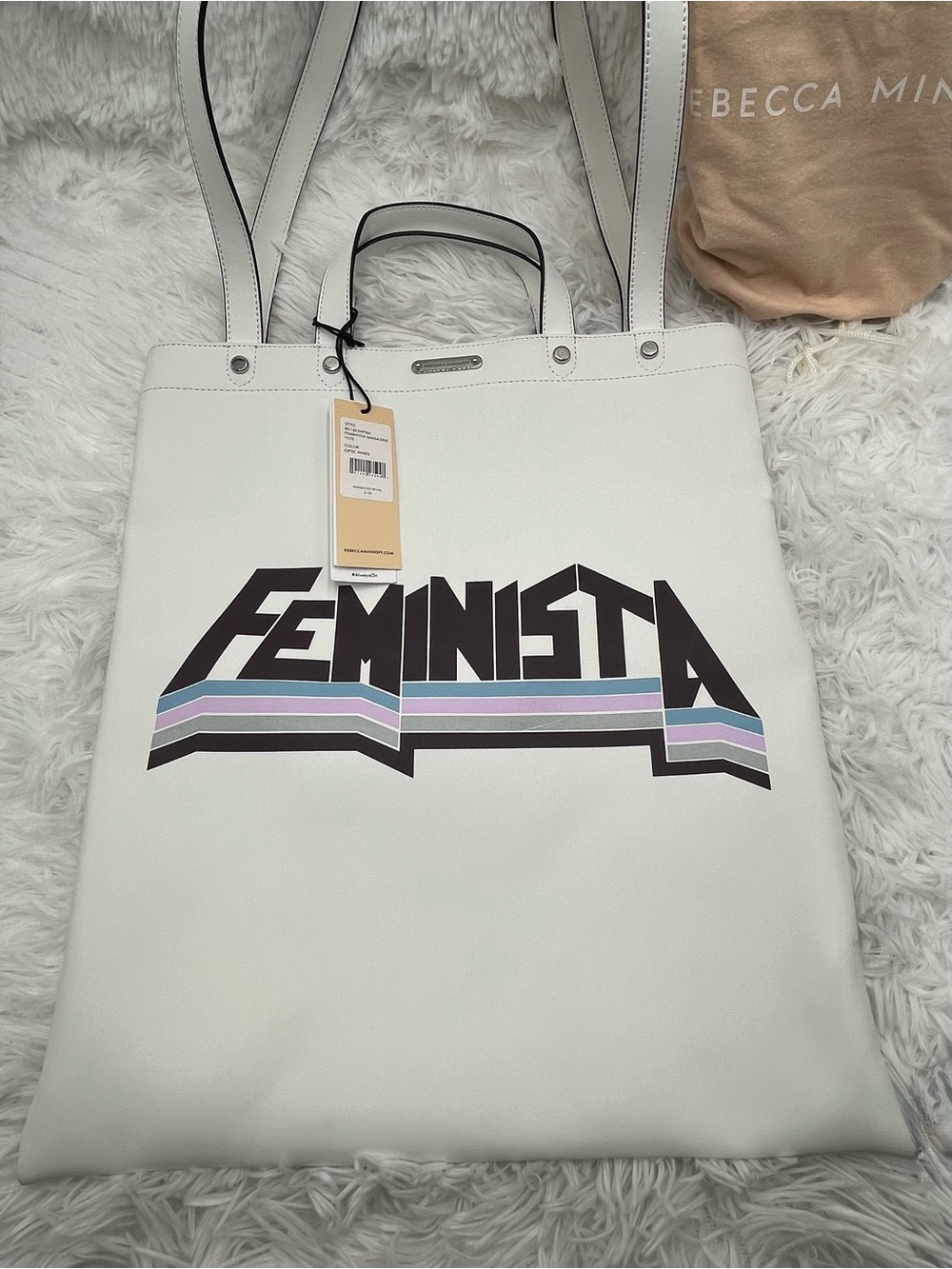 Rebecca Minkoff Feminista 100% Genuine Leather Tote Bag White NWT